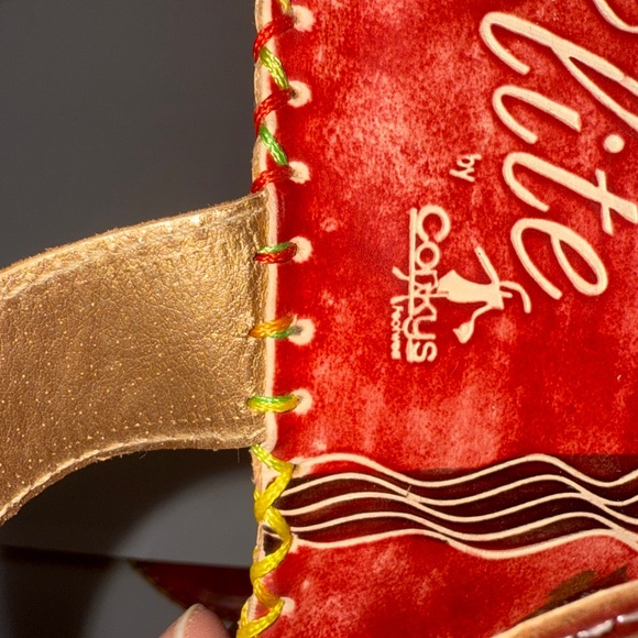 Corky's Elite leather Hand painted Sandal Navajo Size 8 Red Bohemian - Picture 12 of 16